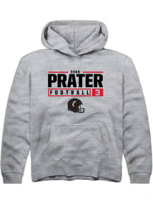 Evan Prater Rally Youth Grey Cincinnati Bearcats NIL Stacked Box Long Sleeve Hooded Sweatshirt