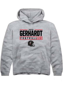 Gavin Gerhardt Rally Youth Grey Cincinnati Bearcats NIL Stacked Box Long Sleeve Hooded Sweatshir..