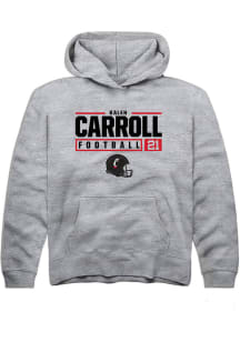 Kalen Carroll Rally Youth Grey Cincinnati Bearcats NIL Stacked Box Long Sleeve Hooded Sweatshirt