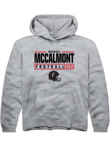 Michael McCalmont Rally Youth Grey Cincinnati Bearcats NIL Stacked Box Long Sleeve Hooded Sweats..