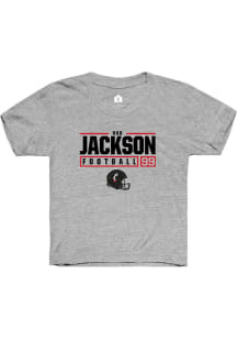 Rob Jackson Rally Youth Grey Cincinnati Bearcats NIL Stacked Box Short Sleeve T-Shirt