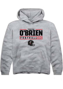 Triston O'Brien Rally Youth Grey Cincinnati Bearcats NIL Stacked Box Long Sleeve Hooded Sweatshi..