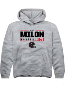 Judea Milon Rally Youth Grey Cincinnati Bearcats NIL Stacked Box Long Sleeve Hooded Sweatshirt