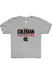 Simeon Coleman Rally Youth Grey Cincinnati Bearcats NIL Stacked Box Short Sleeve T-Shirt