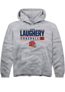 Aidan Laughery Rally Youth Grey Illinois Fighting Illini NIL Stacked Box Long Sleeve Hooded Swea..