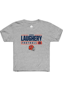 Aidan Laughery Rally Youth Grey Illinois Fighting Illini NIL Stacked Box Short Sleeve T-Shirt