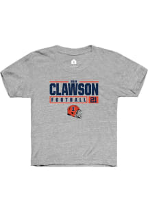Ben Clawson Rally Youth Grey Illinois Fighting Illini NIL Stacked Box Short Sleeve T-Shirt
