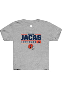 Gabriel Jacas Rally Youth Grey Illinois Fighting Illini NIL Stacked Box Short Sleeve T-Shirt