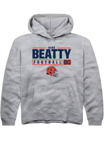 Hank Beatty Rally Youth Grey Illinois Fighting Illini NIL Stacked Box Long Sleeve Hooded Sweatsh..