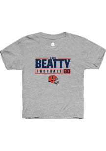 Hank Beatty Rally Youth Grey Illinois Fighting Illini NIL Stacked Box Short Sleeve T-Shirt