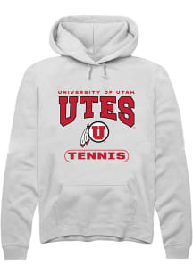 Rally Utah Utes Mens White Tennis Long Sleeve Hoodie