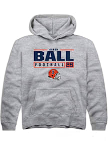 Aaron Ball  Rally Illinois Fighting Illini Youth Grey NIL Stacked Box Long Sleeve Hoodie