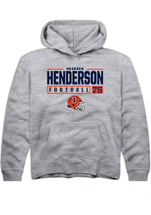 Brandon Henderson  Rally Illinois Fighting Illini Youth Grey NIL Stacked Box Long Sleeve Hoodie