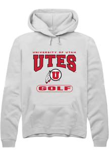 Rally Utah Utes Mens White Golf Long Sleeve Hoodie