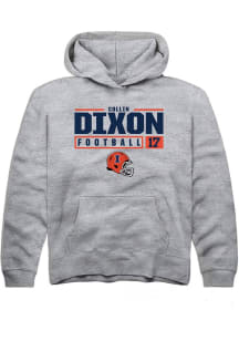 Collin Dixon Rally Youth Grey Illinois Fighting Illini NIL Stacked Box Long Sleeve Hooded Sweats..