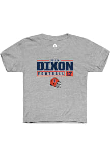 Collin Dixon Rally Youth Grey Illinois Fighting Illini NIL Stacked Box Short Sleeve T-Shirt