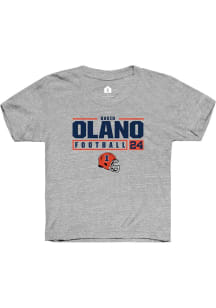 David Olano Rally Youth Grey Illinois Fighting Illini NIL Stacked Box Short Sleeve T-Shirt