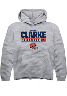 Jaheim Clarke Rally Youth Grey Illinois Fighting Illini NIL Stacked Box Long Sleeve Hooded Sweat..