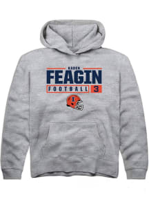 Kaden Feagin Rally Youth Grey Illinois Fighting Illini NIL Stacked Box Long Sleeve Hooded Sweats..