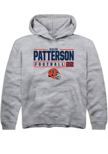 Kaleb Patterson Rally Youth Grey Illinois Fighting Illini NIL Stacked Box Long Sleeve Hooded Swe..