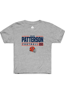 Kaleb Patterson Rally Youth Grey Illinois Fighting Illini NIL Stacked Box Short Sleeve T-Shirt