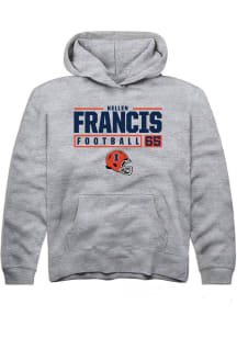 Kellen Francis Rally Youth Grey Illinois Fighting Illini NIL Stacked Box Long Sleeve Hooded Swea..