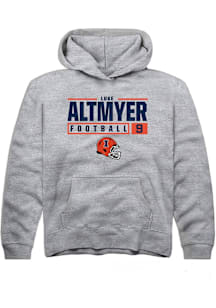 Luke Altmyer  Rally Illinois Fighting Illini Youth Grey NIL Stacked Box Long Sleeve Hoodie