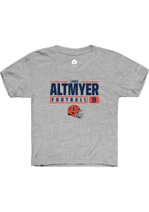 Luke Altmyer Rally Youth Grey Illinois Fighting Illini NIL Stacked Box Short Sleeve T-Shirt