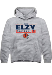 Malik Elzy Rally Youth Grey Illinois Fighting Illini NIL Stacked Box Long Sleeve Hooded Sweatshi..