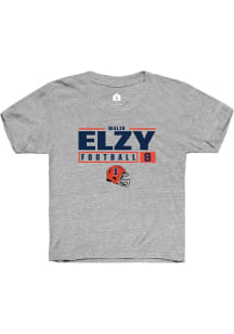 Malik Elzy Rally Youth Grey Illinois Fighting Illini NIL Stacked Box Short Sleeve T-Shirt