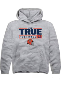 Nick True Rally Youth Grey Illinois Fighting Illini NIL Stacked Box Long Sleeve Hooded Sweatshir..