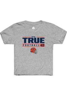 Nick True Rally Youth Grey Illinois Fighting Illini NIL Stacked Box Short Sleeve T-Shirt