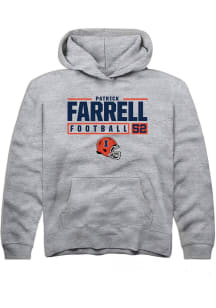 Patrick Farrell Rally Youth Grey Illinois Fighting Illini NIL Stacked Box Long Sleeve Hooded Swe..