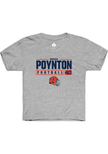 Ronan Poynton Rally Youth Grey Illinois Fighting Illini NIL Stacked Box Short Sleeve T-Shirt