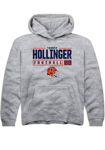 Tanner Hollinger  Rally Illinois Fighting Illini Youth Grey NIL Stacked Box Long Sleeve Hoodie