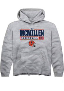 Tj McMillen Rally Youth Grey Illinois Fighting Illini NIL Stacked Box Long Sleeve Hooded Sweatsh..