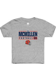 Tj McMillen Rally Youth Grey Illinois Fighting Illini NIL Stacked Box Short Sleeve T-Shirt