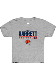 Zach Barrett Rally Youth Grey Illinois Fighting Illini NIL Stacked Box Short Sleeve T-Shirt