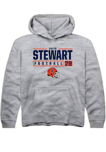 Zafir Stewart  Rally Illinois Fighting Illini Youth Grey NIL Stacked Box Long Sleeve Hoodie