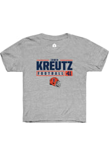 James Kreutz Rally Youth Grey Illinois Fighting Illini NIL Stacked Box Short Sleeve T-Shirt