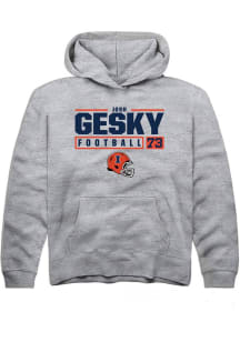 Josh Gesky Rally Youth Grey Illinois Fighting Illini NIL Stacked Box Long Sleeve Hooded Sweatshirt