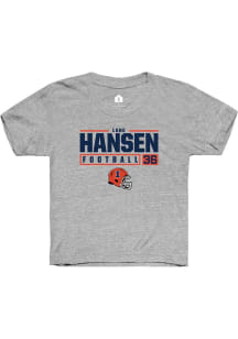 Lane Hansen Rally Youth Grey Illinois Fighting Illini NIL Stacked Box Short Sleeve T-Shirt