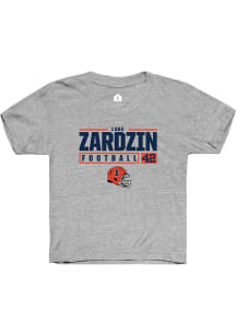 Luke Zardzin Rally Youth Grey Illinois Fighting Illini NIL Stacked Box Short Sleeve T-Shirt