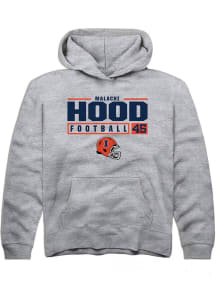 Malachi Hood Rally Youth Grey Illinois Fighting Illini NIL Stacked Box Long Sleeve Hooded Sweatshi..