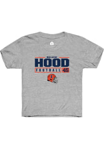 Malachi Hood Rally Youth Grey Illinois Fighting Illini NIL Stacked Box Short Sleeve T-Shirt
