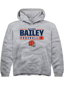 Matthew Bailey Rally Youth Grey Illinois Fighting Illini NIL Stacked Box Long Sleeve Hooded Swea..
