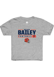 Matthew Bailey Rally Youth Grey Illinois Fighting Illini NIL Stacked Box Short Sleeve T-Shirt