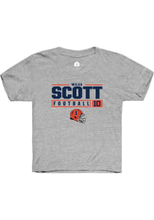 Miles Scott Rally Youth Grey Illinois Fighting Illini NIL Stacked Box Short Sleeve T-Shirt