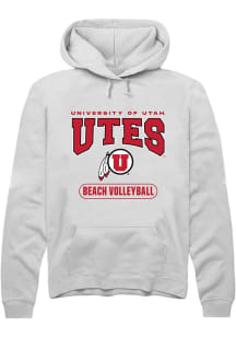 Rally Utah Utes Mens White Beach Volleyball Long Sleeve Hoodie