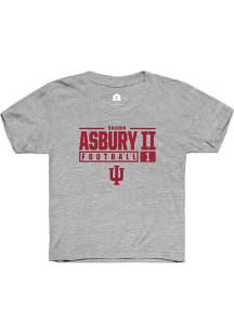 Shawn Asbury II Rally Youth Grey Indiana Hoosiers NIL Stacked Box Short Sleeve T-Shirt